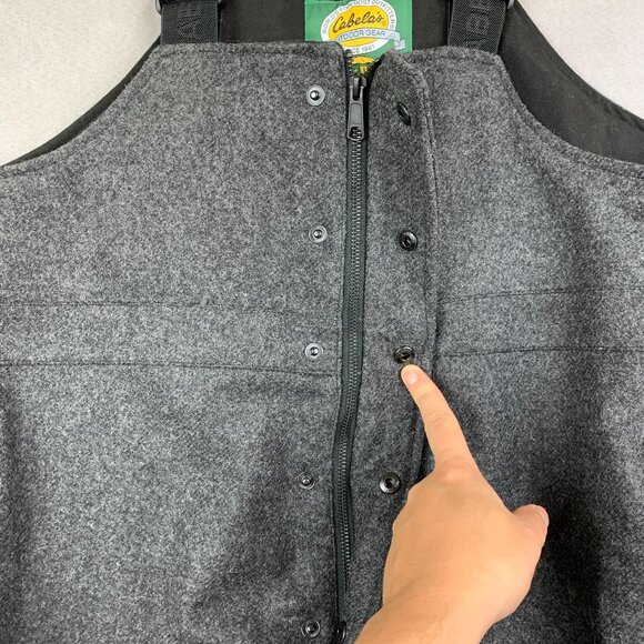 Vtg Cabelas Mens Wool Hunting Bibs 3XL Tall Gray Cargo Overalls Pants Dry Plus - Picture 7 of 15